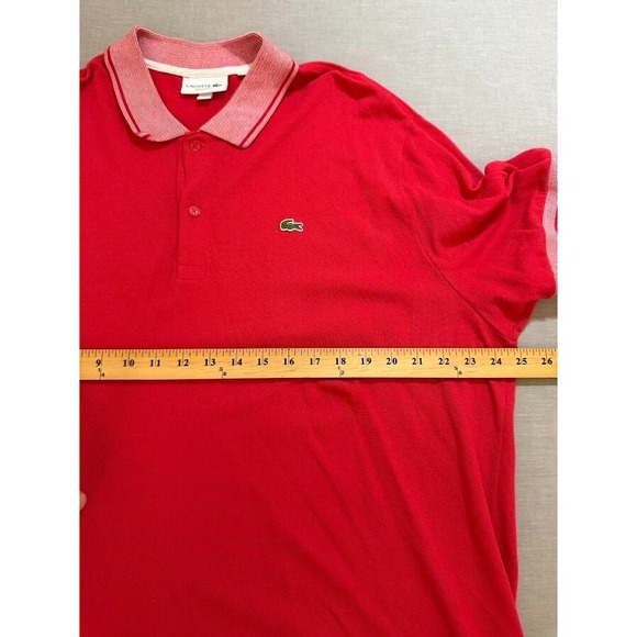 Lacoste Polo‎ Shirt Adult 3XL Red Short Sleeve Button Regular Fit Golfer Mens. - Picture 8 of 10